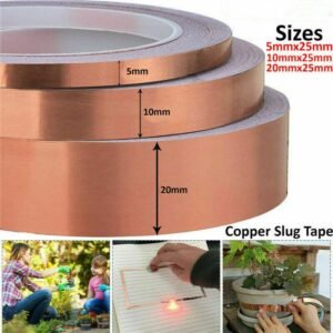 Copper Slug Tape 5mm 10mm 20mm x 25m Snail Barrier Adhesive Garden Tape
