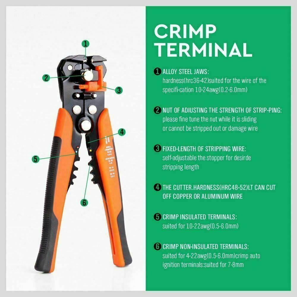 Self-Adjustable Automatic Cable Wire Crimper Crimping Tool Stripper Plier Cutter - Image 4