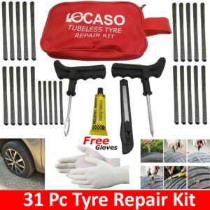31Pcs Tire Puncture Repair Kit – Emergency Tool for Tubeless Tires (Car, Van, Motorcycle)