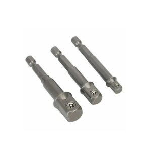 3 PCS Socket Bit Adapter Drill Nut Driver Set – 1/4", 3/8", 1/2" Extension Power Bar Bits