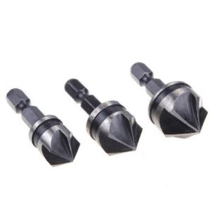 3 Pcs Hex 1/4" 12mm 16mm 19mm Shank 5 Flutes Edge 90° Hcs Countersink Drill Bits