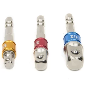 ACENIX 3 Pcs Power Hand Tools Driver Extension Socket Adapter Set  1/4", 3/8", 1/2" Hex Shank